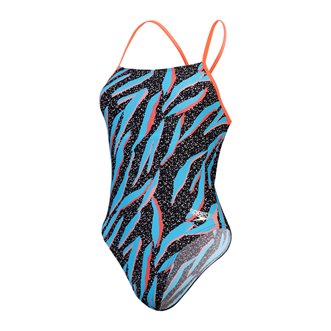 Maillot de bain femme 1 pièce SPEEDO ECO+ ALLOVER LATTICE TIE-BACK BLA/BLU