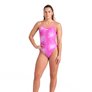 Maillot de bain femme 1 pièce ARENA WOMEN'S ARENA SWIMSUIT CHALLENGE BACK TIE & DYE PINK