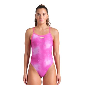 Maillot de bain femme 1 pièce ARENA WOMEN'S ARENA SWIMSUIT CHALLENGE BACK TIE & DYE PINK